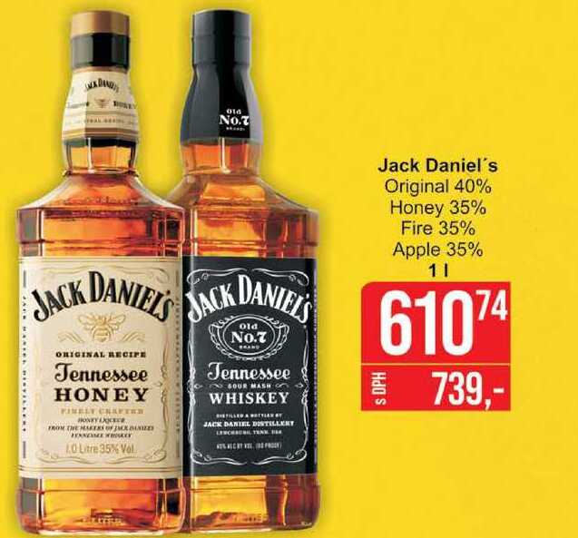 Jack Daniel's Original 40% Honey 35% Fire 35% Apple 35% 1l 