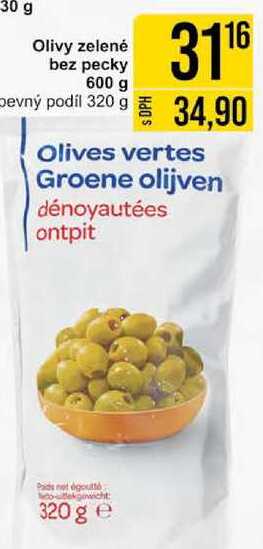 Olivy zelené bez pecky 600 g 