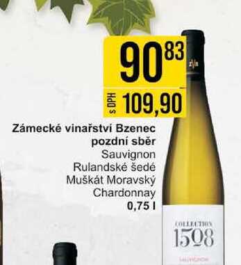 Zámecké vinařství Bzenec pozdní sběr Sauvignon Rulandské šedé Muškát Moravský Chardonnay 0,75l