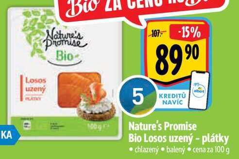 Nature's Promise Bio Losos uzený - plátky, cena za 100 g 
