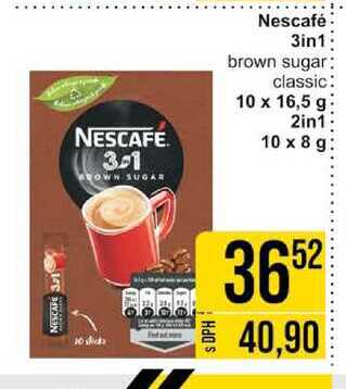 Nescafé 3in1 brown sugar classic 10 x 16,5 g 2in1 10 x 8 g