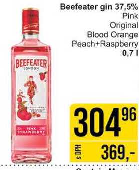 Beefeater gin 37,5% Pink Original Blood Orange Peach+Raspberry 0,7l