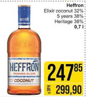 Heffron Elixir coconut 32%3 5 years 38% Heritage 38% 0,7l