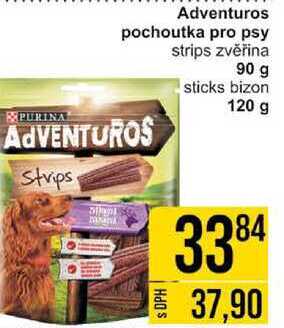 Adventuros pochoutka pro psy strips zvěřina 90 g sticks bizon 120 g 