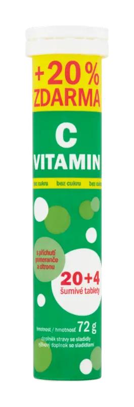 Vitar Šumivé tablety vitamin C s příchutí pomeranče a citronu, doplněk stravy, 24 ks
