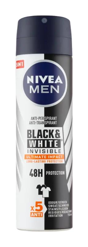 NIVEA Men Antiperspirant sprej pro muže Black & White Invisible Ultimate Impact, 150 ml