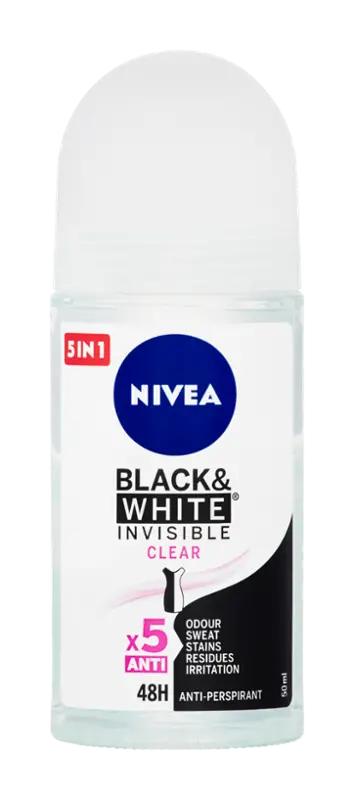 NIVEA Antiperspirant roll-on pro ženy Black & White Invisible Clear, 50 ml