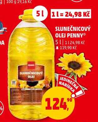 SLUNEČNICOVÝ OLEJ PENNY, 5 l