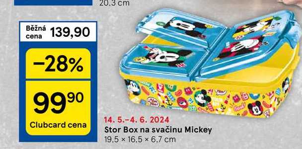 Stor Box na svačinu Mickey, 19.5 x 16.5 x 6.7 cm 