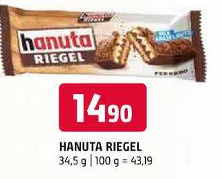 Hanuta riegel 34,5 g 100 g