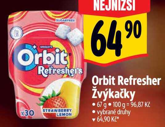 Orbit Refresher Žvýkačky, 67 g 