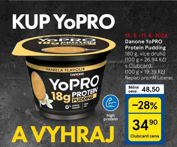 Danone YoPRO Protein Pudding, 180 g, více druhů 