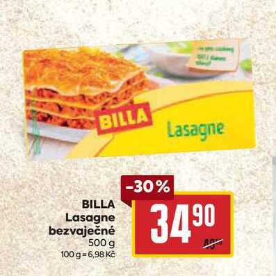 BILLA Lasagne bezvaječné 500 g