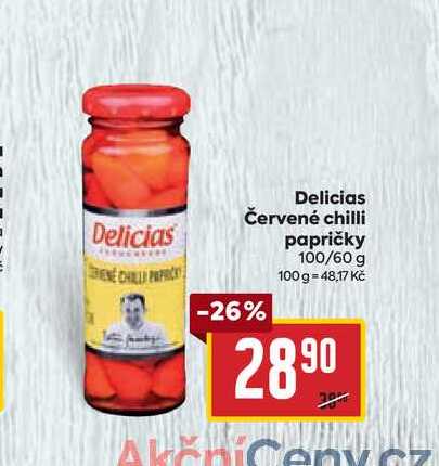 Delicias Červené chilli papričky 100/60 g 