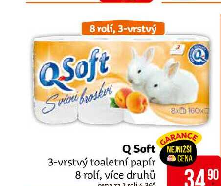 Q Soft 3-vrstvý toaletní papír 8 rolí, více druhů 