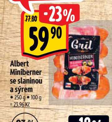   Albert Miniberner se slaninou a sýrem 250 g 