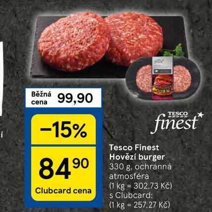 Tesco Finest Hovězí burger 330 g, ochranná atmosféra 