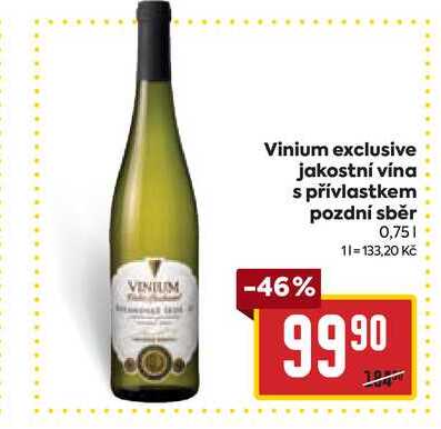 Vinium exclusive jakostní vína s přívlastkem pozdní sběr 0,75l