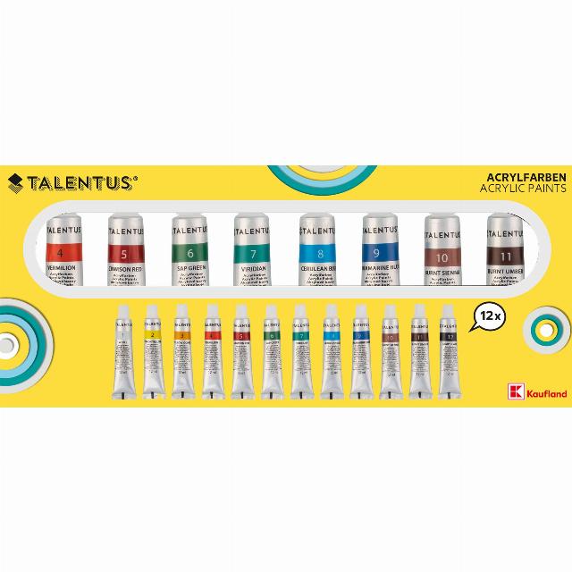 TALENTUS Akrylové barvy 12 kusů v balení