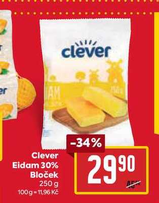 Clever Eidam 30% Bloček 250 g 