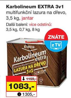 Karbolineum EXTRA 3v1 multifunkční lazura na dřevo, 3,5 kg, jantar 