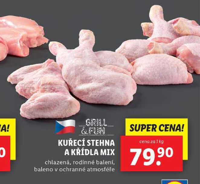 KUŘECÍ STEHNA A KŘÍDLA MIX, cena za 1 kg 