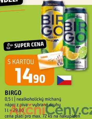 Birgo nealkoholický míchaný nápoj z piva vybrané druhy 0,5l
