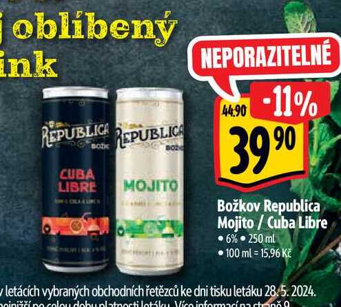   Božkov Republica Mojito / Cuba Libre  250 ml