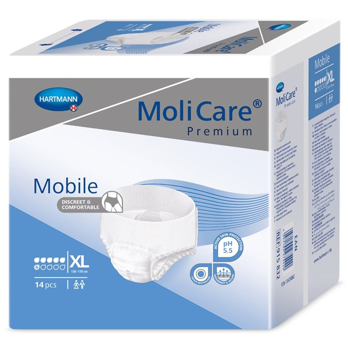 KALHOTKY NAVLÉKACÍ MOLICARE MOBILE 6 KAPEK XL BOKY 130-170CM,2140ML,14KS