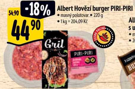 Albert Hovězí burger PIRI-PIRI, 220 g