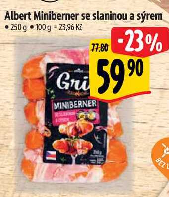 Albert Miniberner se slaninou a sýrem, 250 g 