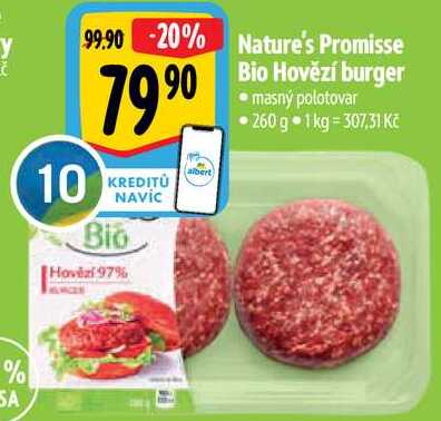Nature's Promisse Bio Hovězí burger, 260 g