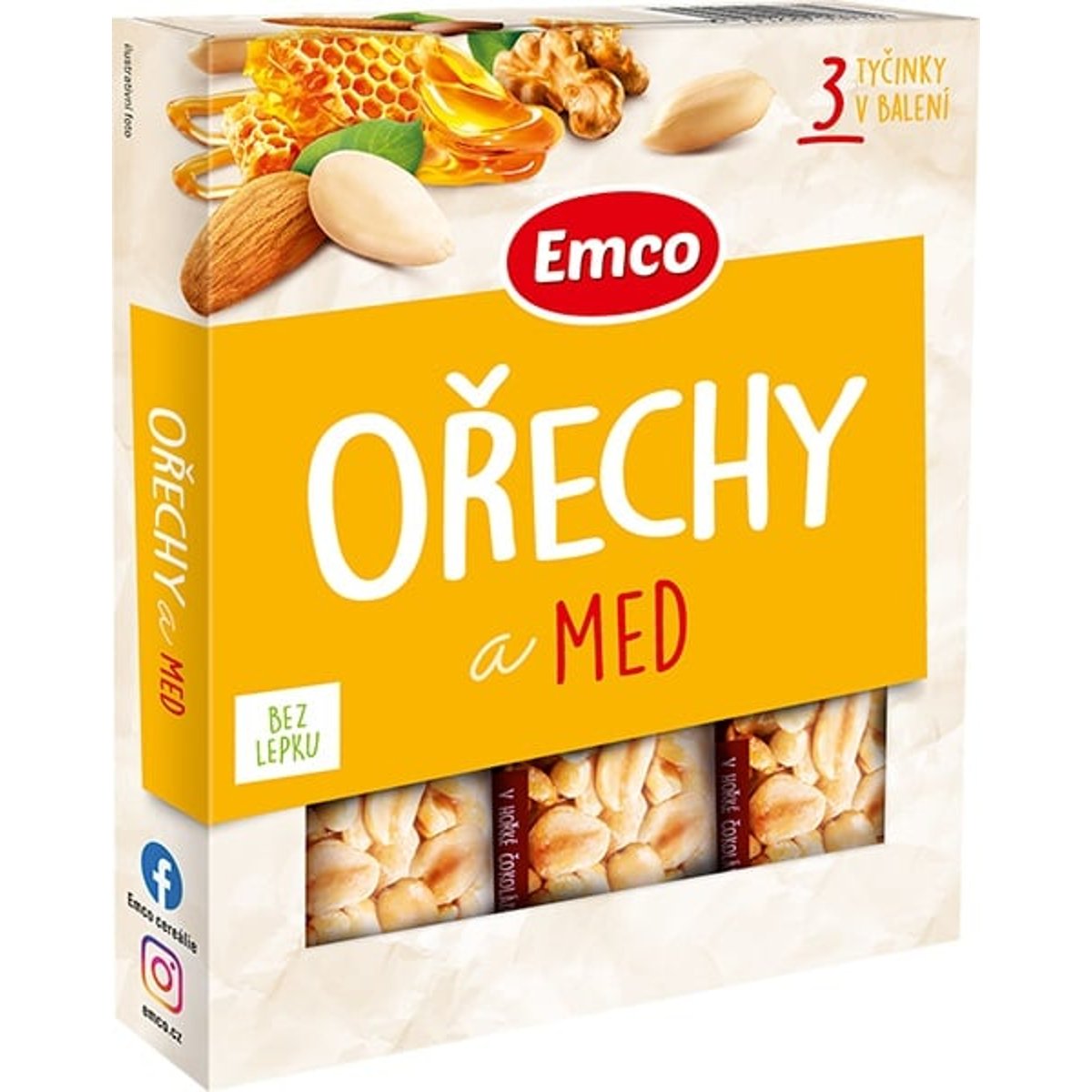 Emco Tyčinky ořechy a med 3x35g