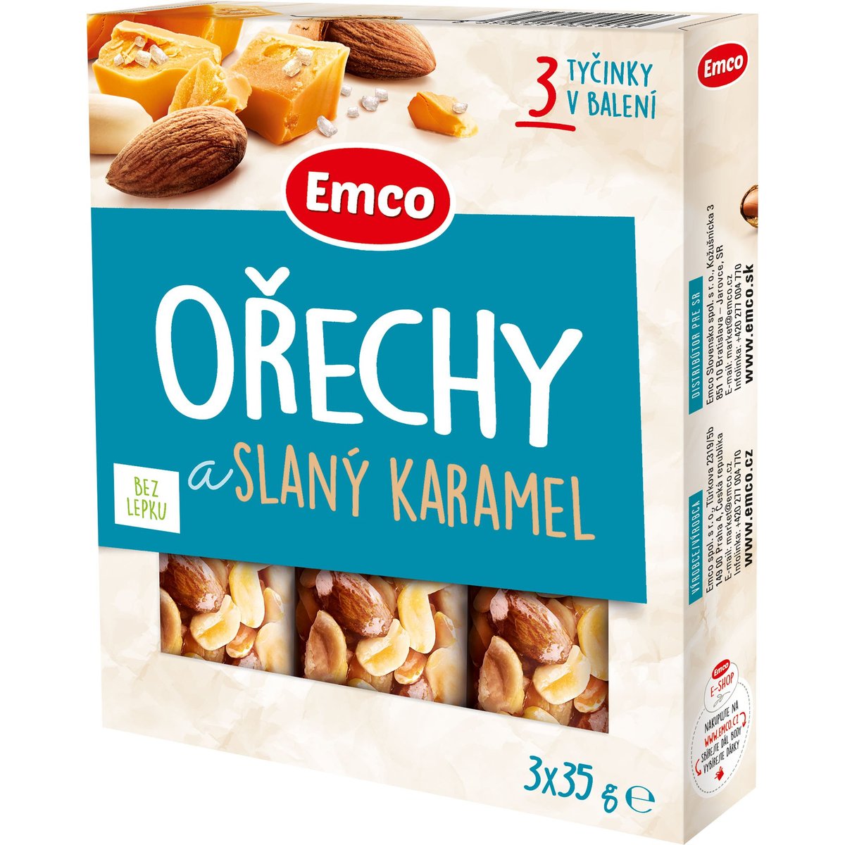 Emco Tyčinka ořechy a slaný karamel 3×35 g