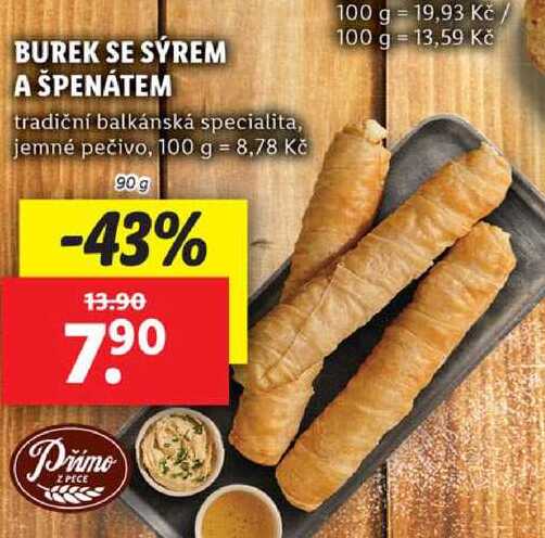 BUREK SE SÝREM A ŠPENÁTEM, 90 g