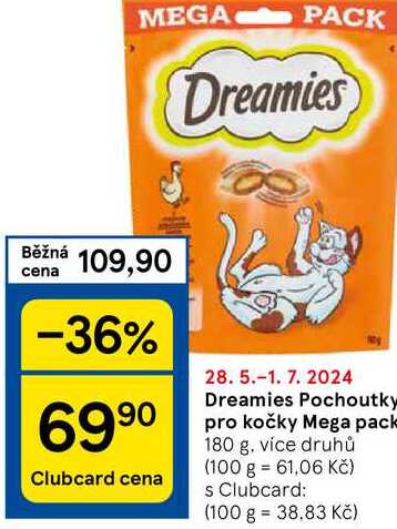 Dreamies Pochoutky pro kočky Mega pack, 180 g