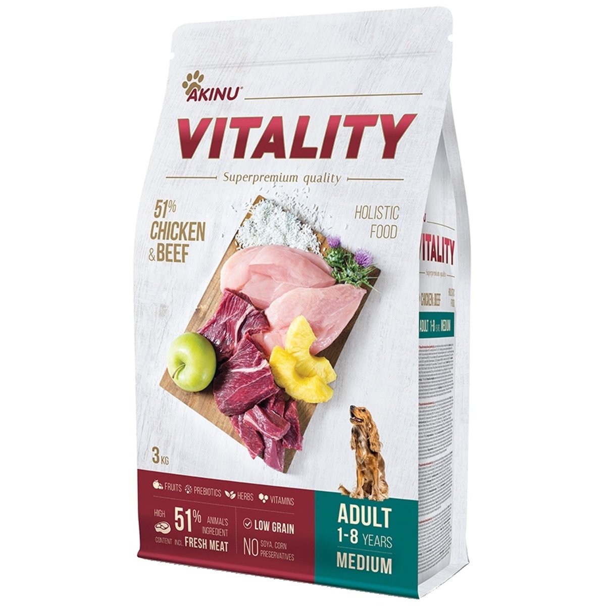 Akinu Vitality Granule pro psy středních plemen s kuřecím a hovězím