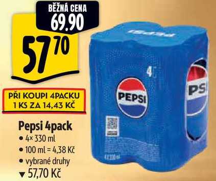 Pepsi 4pack, 4x 330 ml 