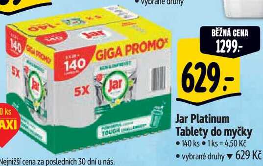 Jar Platinum Tablety do myčky, 140 ks