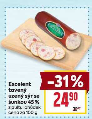 Excelent tavený uzený sýr se šunkou 45% z pultu lahůdek cena za 100 g