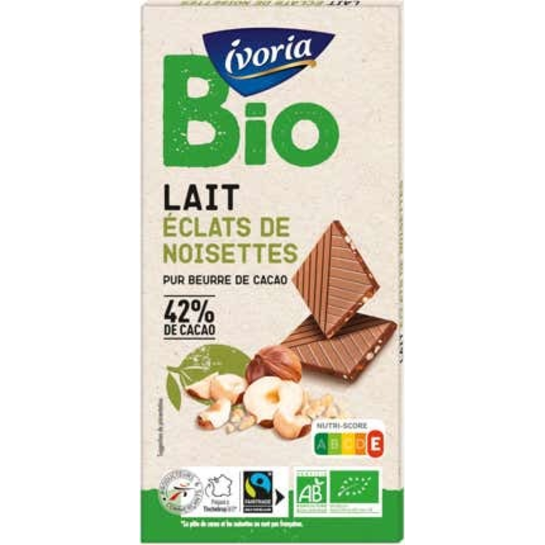Ivoria BIO Mléčná čokoláda s karamelizovanými lískovými ořechy