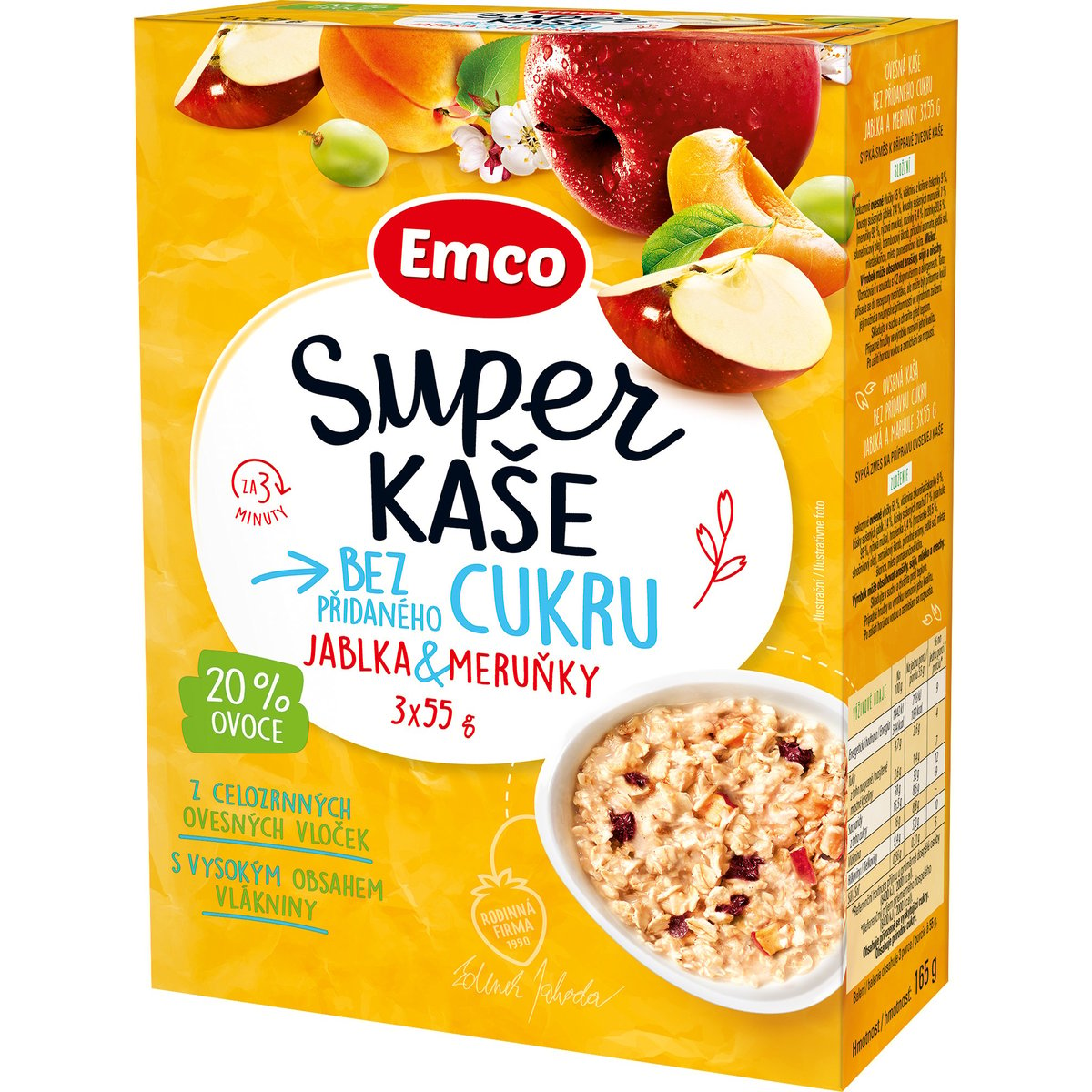 Emco Super kaše jablka a meruňky 3 × 55 g