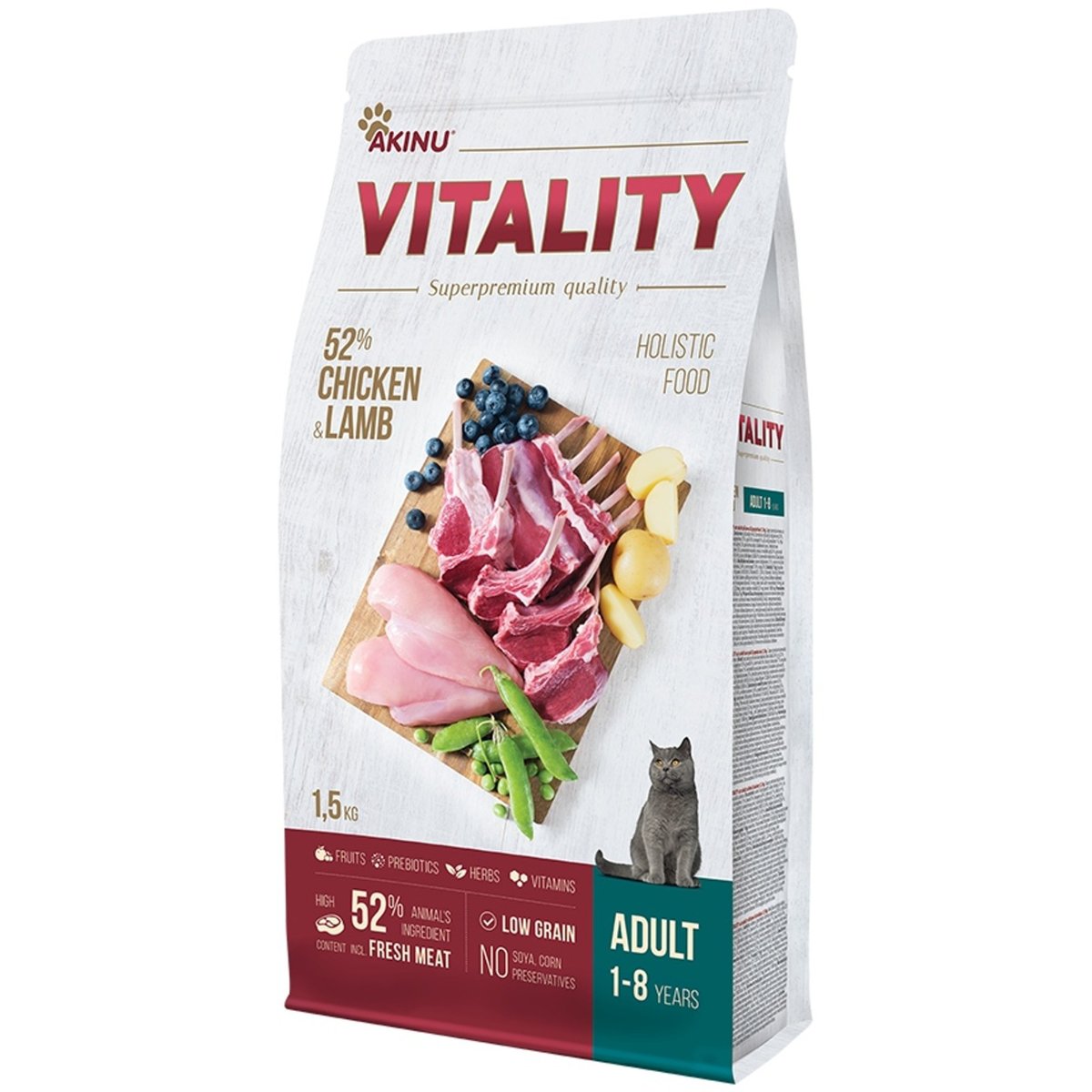 Akinu Vitality Granule s kuřecím a jehněčím pro kočky