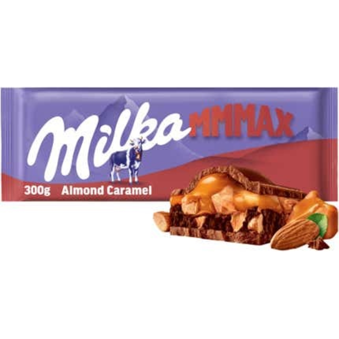 Milka Čokoláda Mmmax Almond Caramel, mléčná s mandlemi