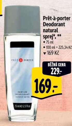 Prêt-à-porter Deodorant natural sprej, 75 ml