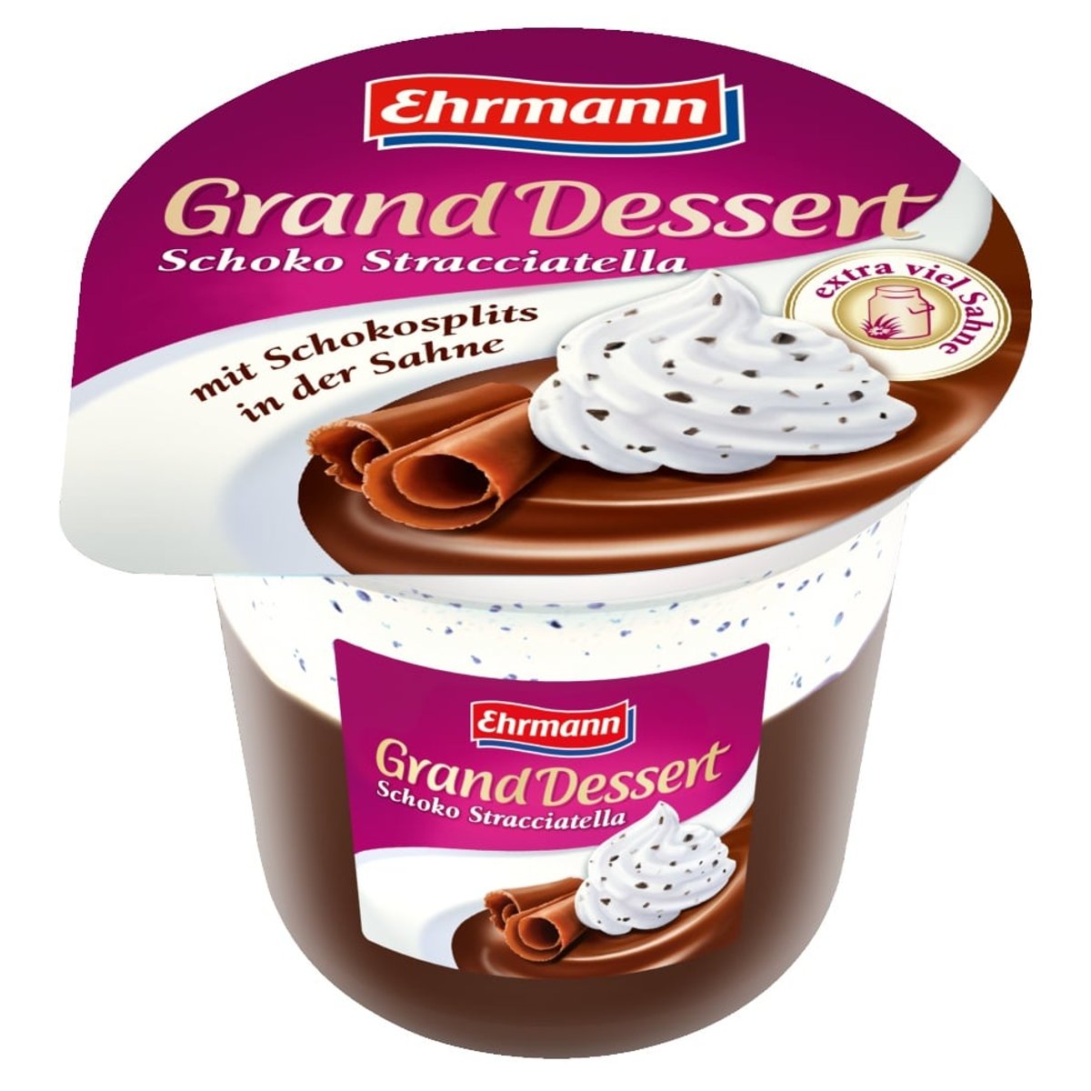 Ehrmann Grand Dessert puding dezert se šlehačkou Schoko Stracciatella