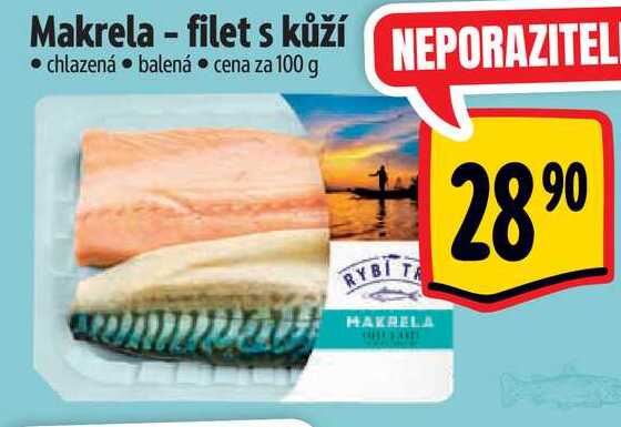 Makrela - filet s kůží, cena za 100 g 