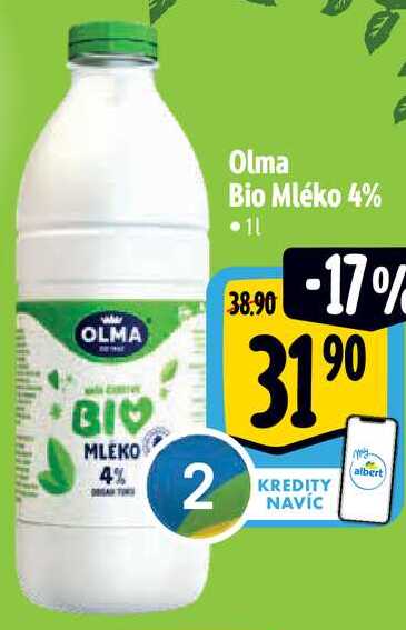 Olma Bio Mléko 4%, 1 l v akci