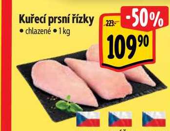 Kuřecí prsní řízky chlazené 1 kg