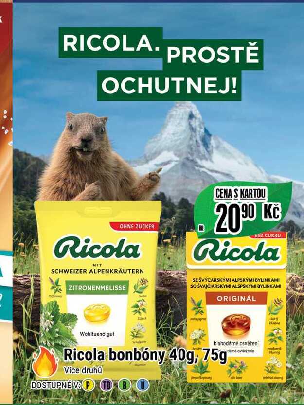 Ricola bonbóny 40g, 75g